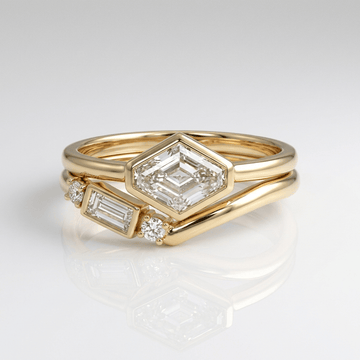 Geometric Diamond Gold Ring Set by Rose & Oliver, main product view