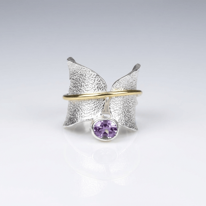 Butterfly Amethyst Silver & Gold Ring by Rose & Oliver, main product view