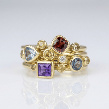 Colorful Gemstone Gold Stacking Ring Set by Rose & Oliver, main product view