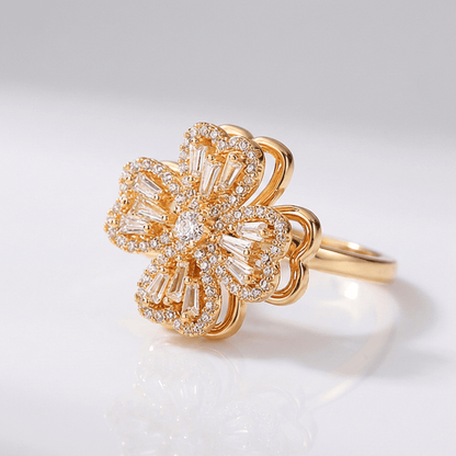 Baguette Zirconia Rotating Flower Ring - (Adjustable) by Rose & Oliver, main product view