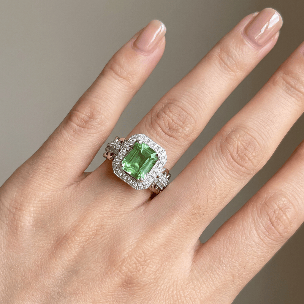Emerald Halo Ring by Rose & Oliver, alternate product view