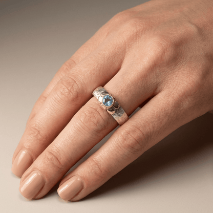 Handmade Silver Two Tone Blue Topaz Ring by Rose & Oliver, alternate product view