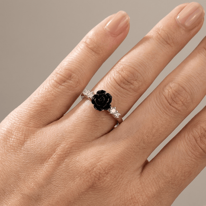 Silver Rose Diamond Ring - (Adjustable) by Rose & Oliver, product detail view 8