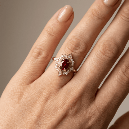 Gold Ruby Diamond Vintage Ring by Rose & Oliver, alternate product view