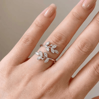 Gold Leaf Wrap Ring - (Adjustable) by Rose & Oliver, additional angle