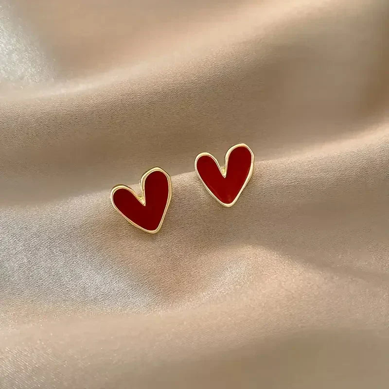Antique Red Heart Gold Earrings | Gold by Rose & Oliver, main product view
