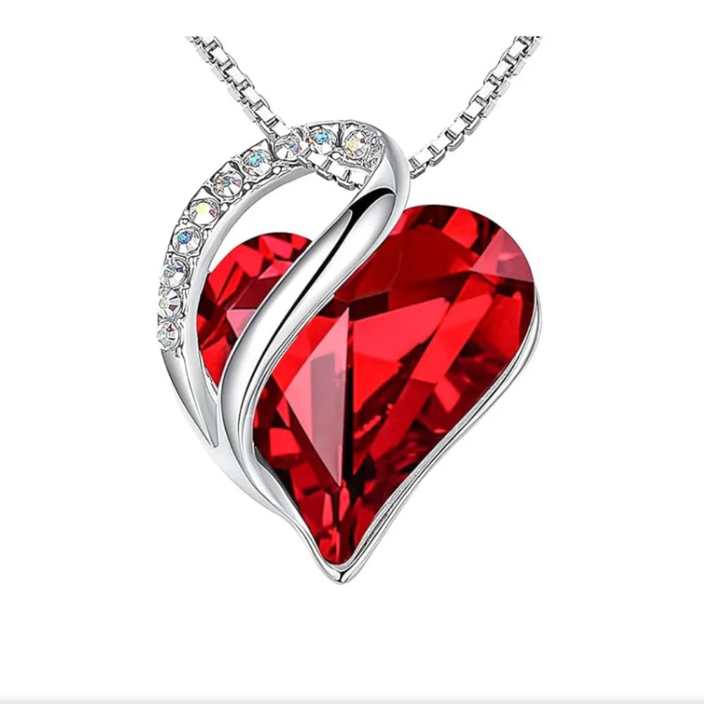 Infinity Heart Ruby Necklace by Rose & Oliver, main product view