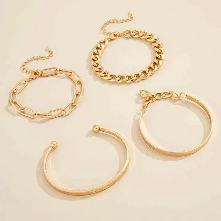 Conjunto de pulseiras Elan Mercer em ouro branco da Rose & Oliver, com acabamento elegante e detalhes delicados.