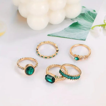 Zarina Exquisite Emerald Gold Ring Set by Rose & Oliver, alternate product view